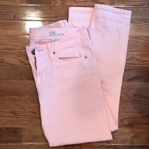 J Crew  Toothpick ankle jeans in light pink